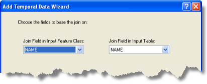 Choosing the fields for joining complex data in the Add Temporal Data Wizard