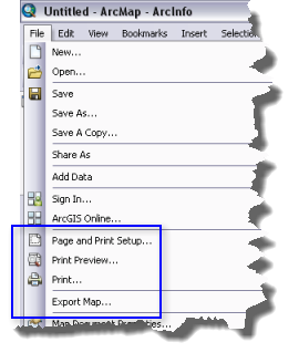 Menu de fichier Mise en page et configuration de l’impression