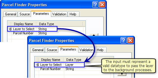 Modifier le type de données d'un paramètre d'outil de script