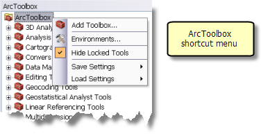 Menu contextuel ArcToolbox