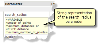 Représentation sous forme de chaîne du paramètre search_radius (Rayon de recherche)