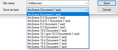 Options d’enregistrement dans une version antérieure d’ArcScene