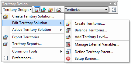 Barre d'outils Conception de sectorisation