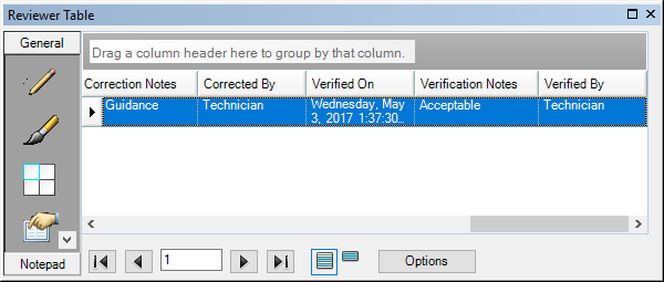 Verification information for a Reviewer table record