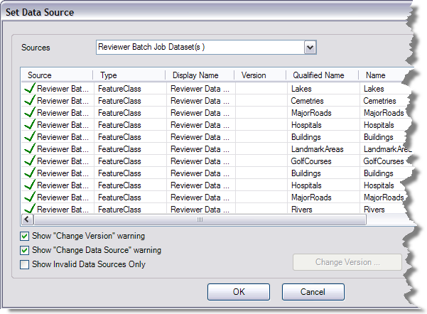 Set Data Source dialog box