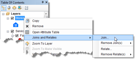 Sélection de l'option Joindre dans le menu contextuel