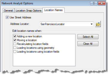 Options de noms de localisations