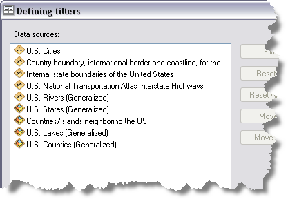 Defining filters dialog box