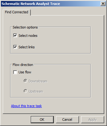 Boîte de dialogue Traçage du Network Analyst schématique – Rechercher les connexions