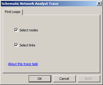 Boîte de dialogue Parcours de l'analyste schématique - Rechercher les boucles