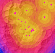 Carte des distances par rapport aux sites de loisirs