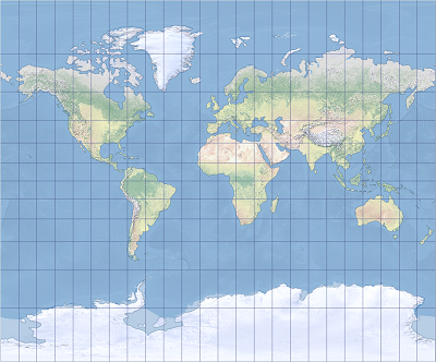 Exemple de projection cartographique cylindrique de Tobler II