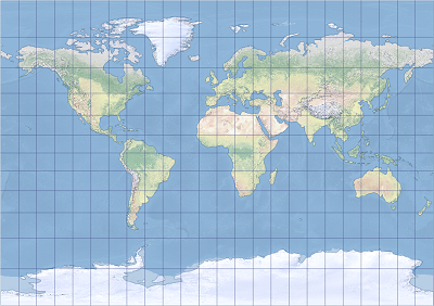 Exemple de projection cartographique cylindrique de Tobler I