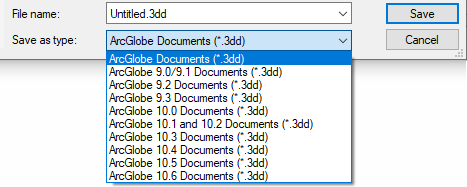 Options d’enregistrement dans une version antérieure d’ArcGlobe Options d’enregistrement dans une version antérieure d’ArcGlobe
