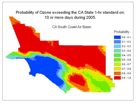 Ozone Exceedance 10–70 days. Ozone Exceedance 10–70 days.