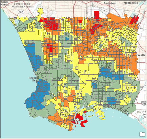 Predicted obesity rates for fifth grade students in Los Angeles block groups Predicted obesity rates for fifth grade students in Los Angeles block groups