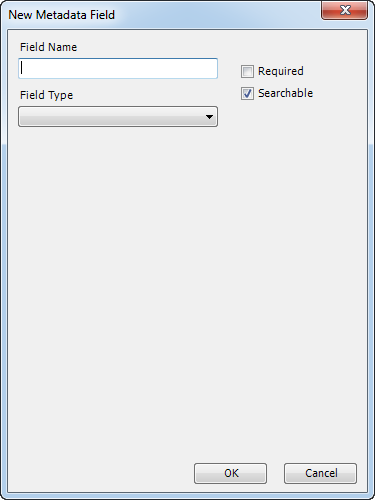 New Metadata Field dialog box New Metadata Field dialog box