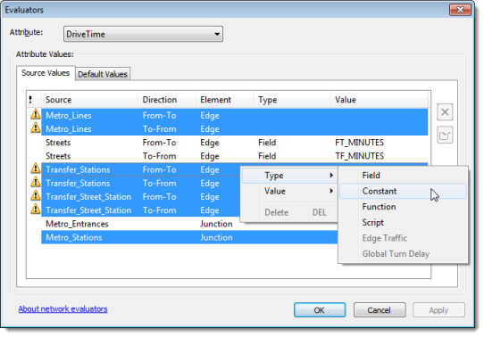 Configuration des évaluateurs sur Constant Configuration des évaluateurs sur Constant