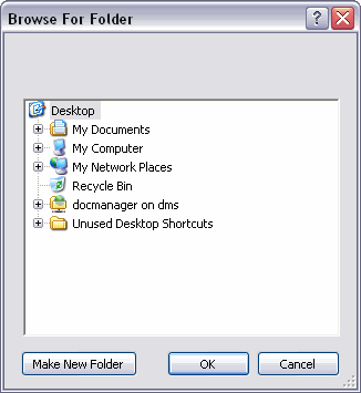 Browse For Folder dialog box Browse For Folder dialog box