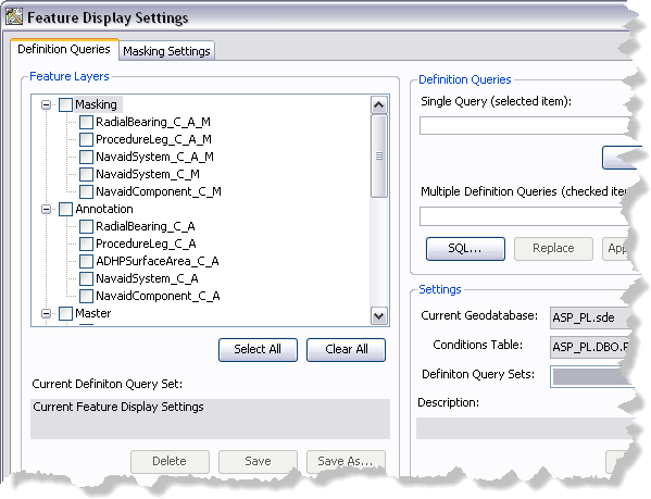 Feature Display Settings dialog box Feature Display Settings dialog box