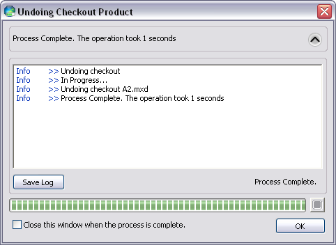 Undoing Checkout Product dialog box with progress information Undoing Checkout Product dialog box with progress information