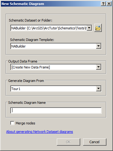 Nouveau diagramme schématique - Boîte de dialogue Générateur ArcGIS Network Analyst Nouveau diagramme schématique - Boîte de dialogue Générateur ArcGIS Network Analyst