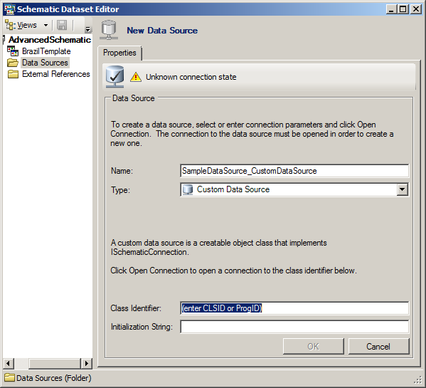 Onglet Propriétés d'une source de données personnalisée - Contenu initial Onglet Propriétés d'une source de données personnalisée - Contenu initial
