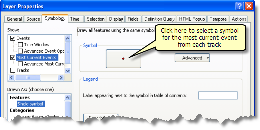 Click the large button to set the symbol for the most current event from each track. Click the large button to set the symbol for the most current event from each track.