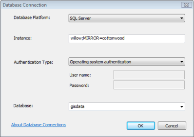 Connexions en miroir des géodatabases avec des instances SQL Server par défaut