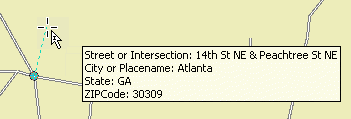 Choix d'une adresse à l'aide de l'option Rechercher les intersections
