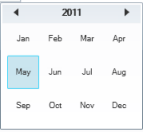 Liste de mois qui s'affiche en cliquant sur l'en-tête du calendrier