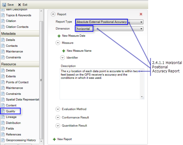 Resource Quality page: Horizontal Positional Accuracy Report