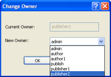 Modification du propriétaire d'un document de métadonnées publié.