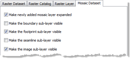 Options de la couche de mosaïque