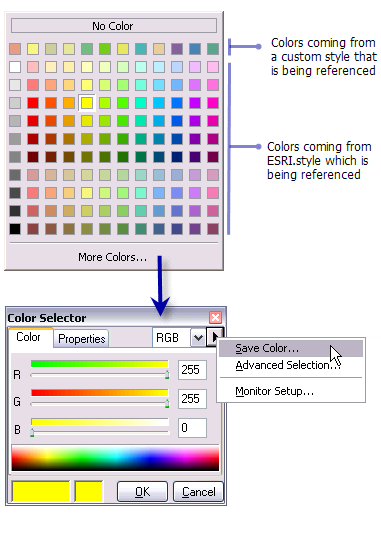 Utilisation de la palette de couleurs