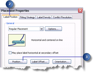 Onglet Position de l'étiquette de la boîte de dialogue Propriétés de placement