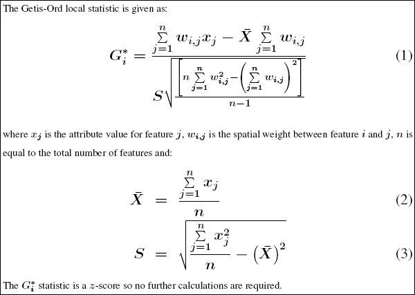 Formules mathématiques des statistiques Gi*