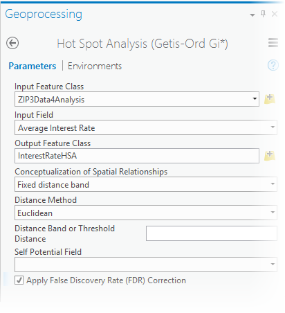 Hot Spot Analysis tool parameters