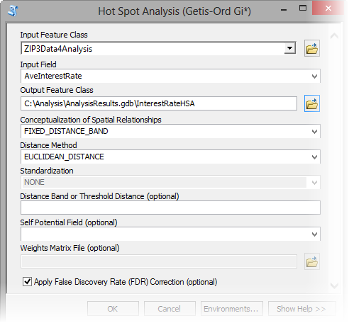 Hot Spot Analysis tool parameters