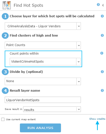 Use the violent crime hot spots layer for aggregation areas