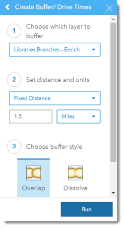 Create a 1.5 mile buffer