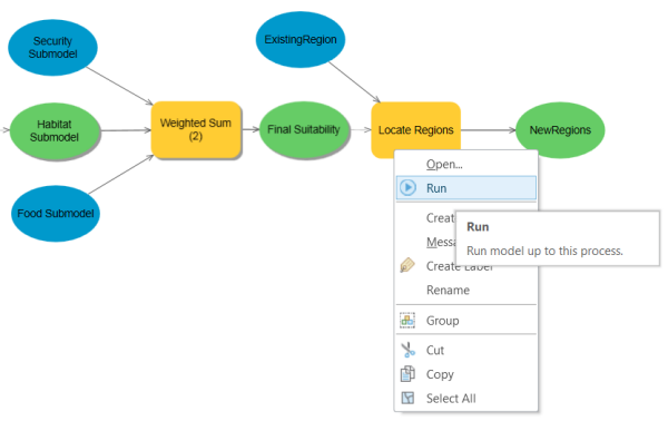 Running the Locate Regions tool within the model