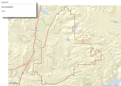 Street map of the area and the city boundary