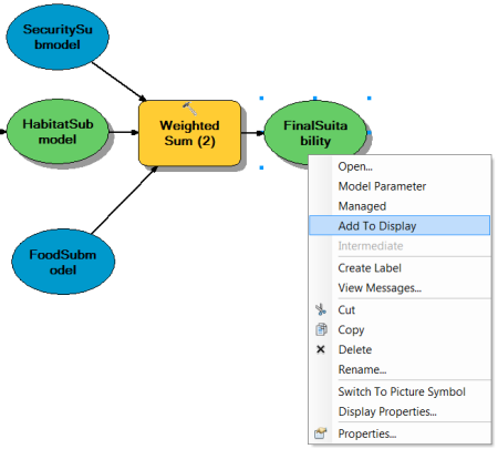 Adding the results from the Weighted Sum tool that adds the submodels