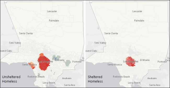 Distribution of homeless populations