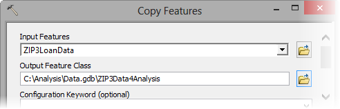 Copy Features tool parameters