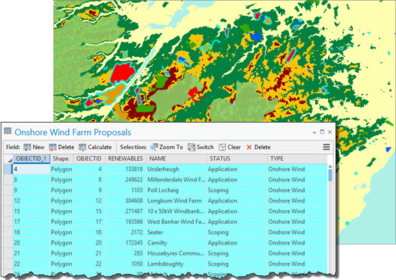 The wind farm proposals that do not intersect wild lands