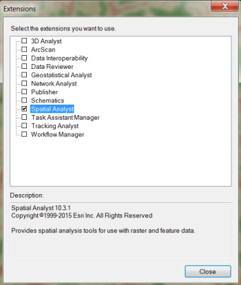 Checking the Spatial Analyst extension