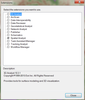 Checking the Spatial Analyst extension