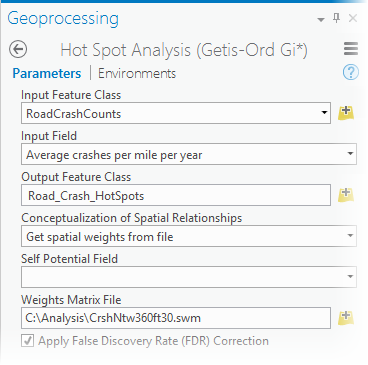 Hot Spot Analysis tool parameters